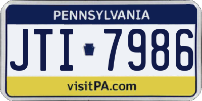 PA license plate JTI7986