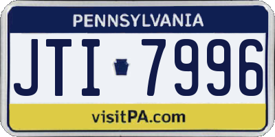 PA license plate JTI7996