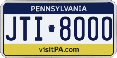 PA license plate JTI8000