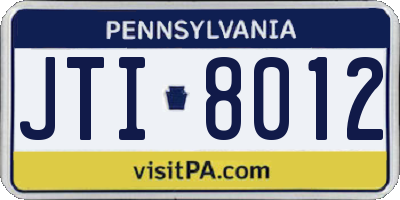 PA license plate JTI8012