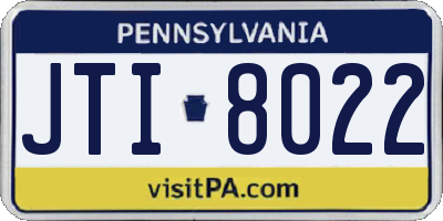 PA license plate JTI8022