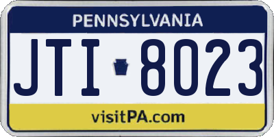 PA license plate JTI8023