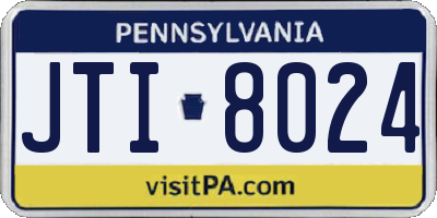 PA license plate JTI8024