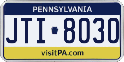 PA license plate JTI8030