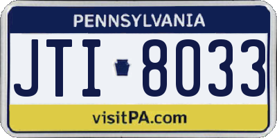 PA license plate JTI8033