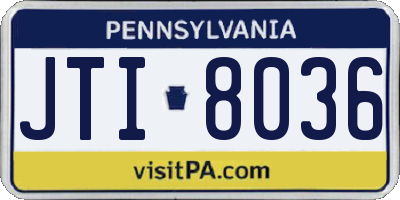 PA license plate JTI8036