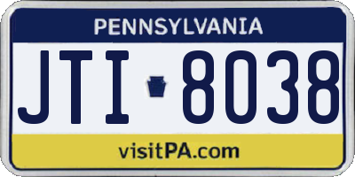 PA license plate JTI8038