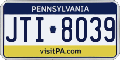 PA license plate JTI8039
