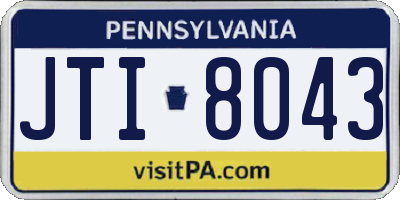 PA license plate JTI8043