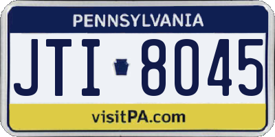 PA license plate JTI8045