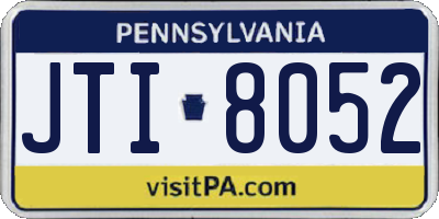 PA license plate JTI8052