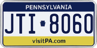 PA license plate JTI8060