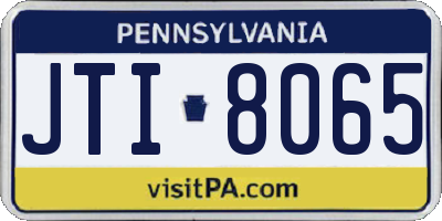 PA license plate JTI8065
