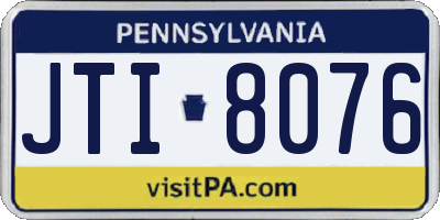PA license plate JTI8076