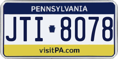 PA license plate JTI8078