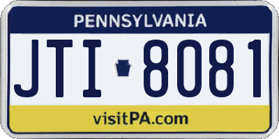 PA license plate JTI8081