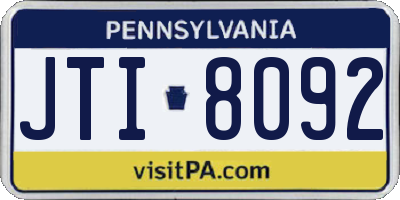 PA license plate JTI8092