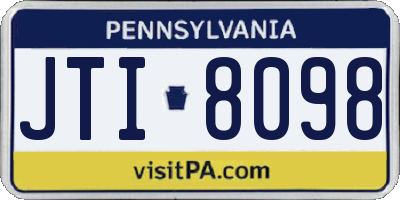 PA license plate JTI8098