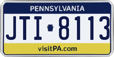 PA license plate JTI8113