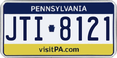 PA license plate JTI8121