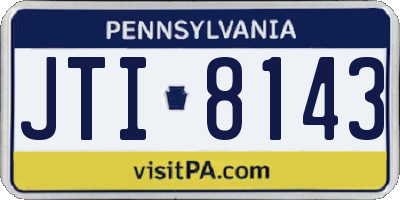PA license plate JTI8143