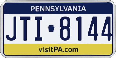 PA license plate JTI8144