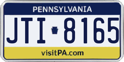 PA license plate JTI8165