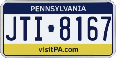 PA license plate JTI8167