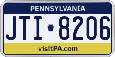 PA license plate JTI8206