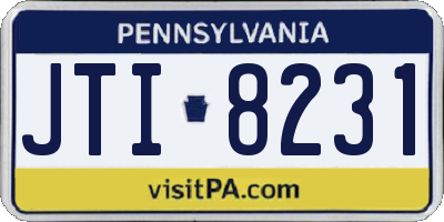 PA license plate JTI8231
