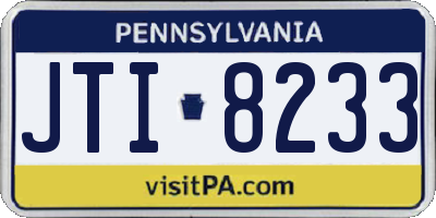 PA license plate JTI8233