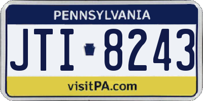 PA license plate JTI8243