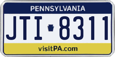 PA license plate JTI8311