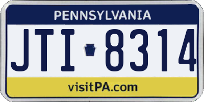 PA license plate JTI8314