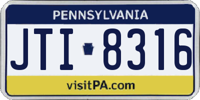 PA license plate JTI8316