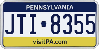 PA license plate JTI8355