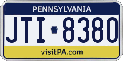 PA license plate JTI8380