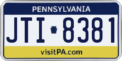 PA license plate JTI8381