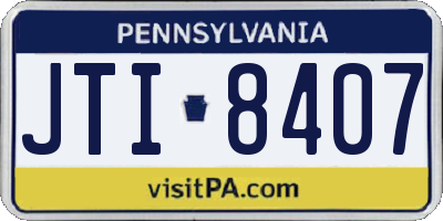 PA license plate JTI8407