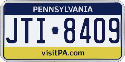 PA license plate JTI8409