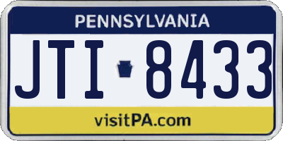 PA license plate JTI8433