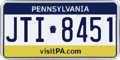 PA license plate JTI8451