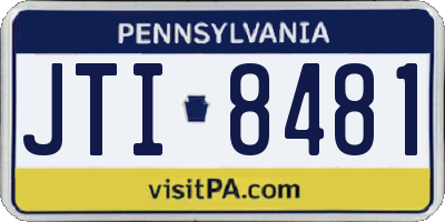 PA license plate JTI8481