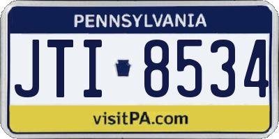 PA license plate JTI8534