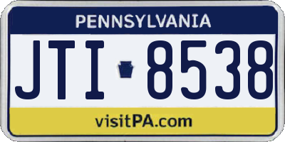 PA license plate JTI8538