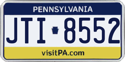 PA license plate JTI8552