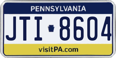 PA license plate JTI8604