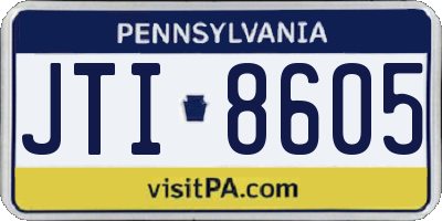 PA license plate JTI8605