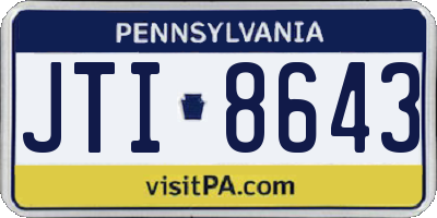 PA license plate JTI8643