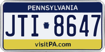PA license plate JTI8647